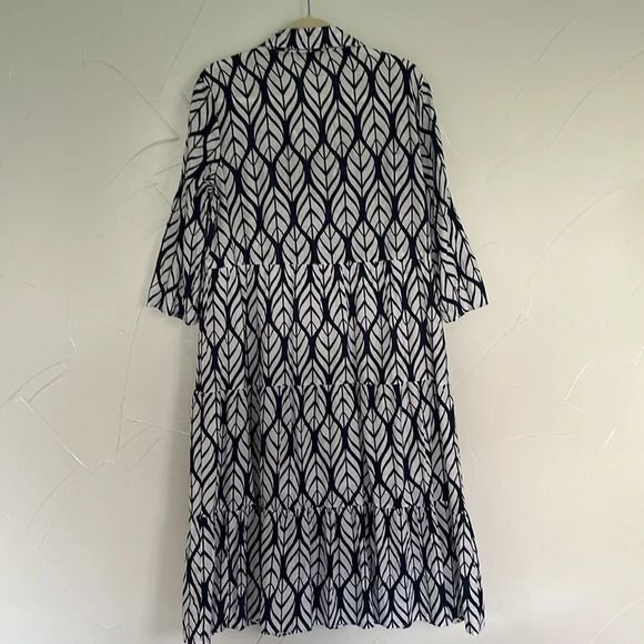 MLLE GABRIELLE Cotton Hand Print Leaf Dress EUC L - Picture 5 of 5